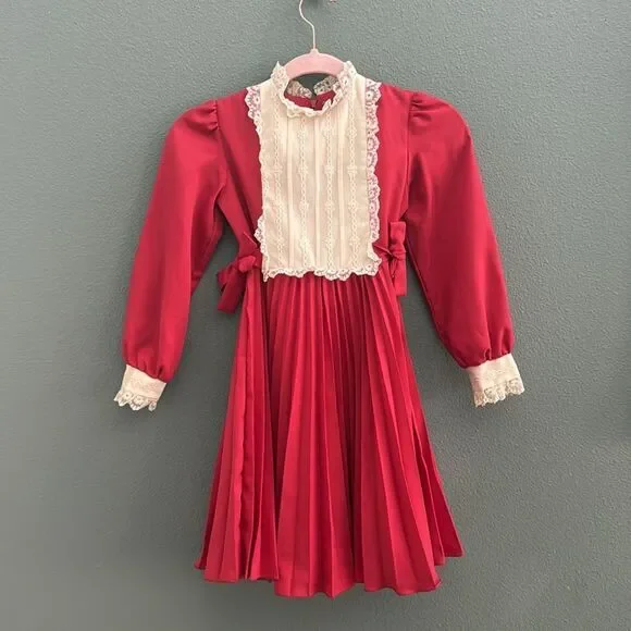 Vintage Dorissa of Miami Girls Holiday Dress Pleated Bow Detail Sz 7 -  www.rajagirimanappuram.com